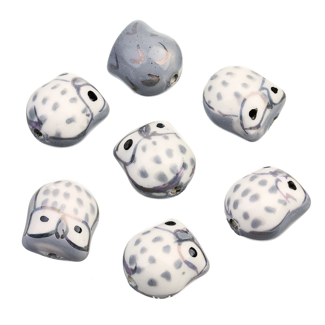 Cuentas de cerámica de búho de 10 piezas al por mayor